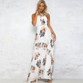 Load image into Gallery viewer, White Floral Halter High Slit Maxi Dress
