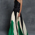 Load image into Gallery viewer, Maya One Shoulder Color Blocking Pleated Maxi Gown
