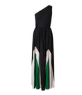 Load image into Gallery viewer, Maya One Shoulder Color Blocking Pleated Maxi Gown
