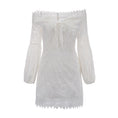 Load image into Gallery viewer, Blanca White Sweetheart Lace Off-The-Shoulder Mini Dress with Bell Sleeves
