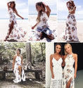 Load image into Gallery viewer, White Floral Halter High Slit Maxi Dress
