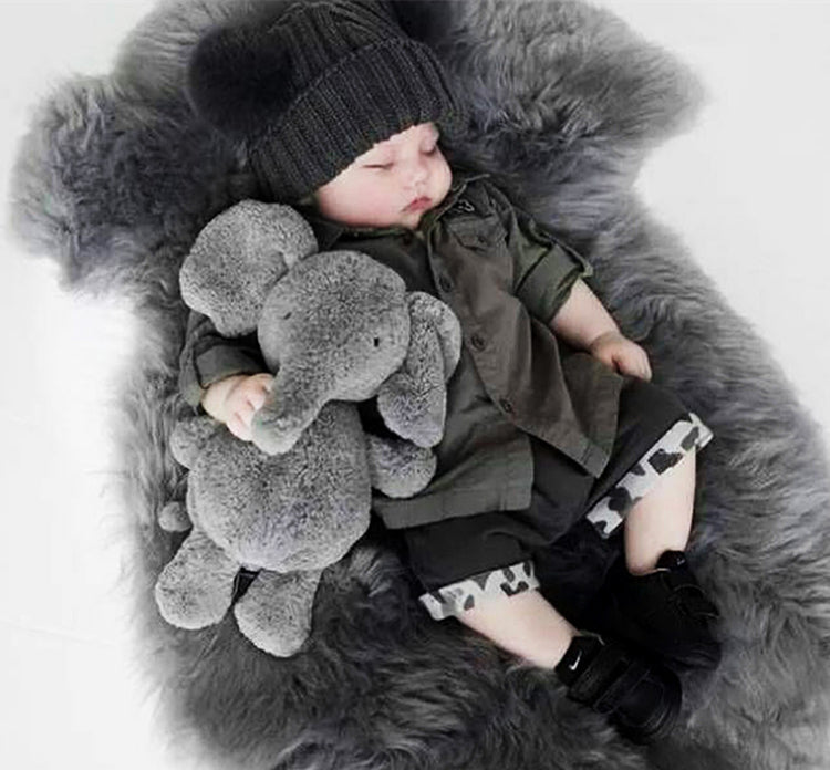 Super Soft Gray Plush Elephant Sleeping  Animal