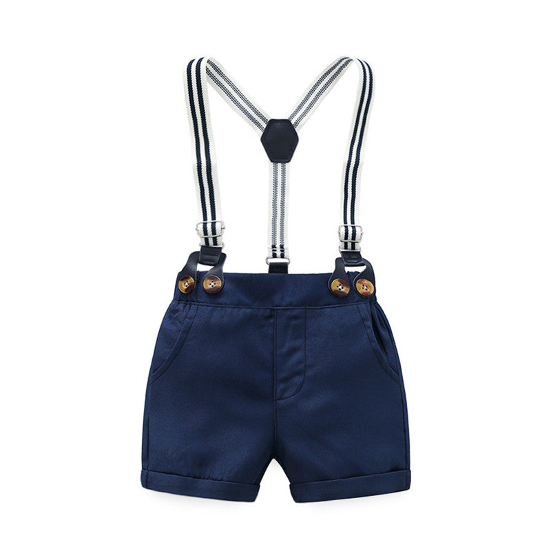 Asher 3 Piece Button up Shorts Set  with Hat and Suspenders