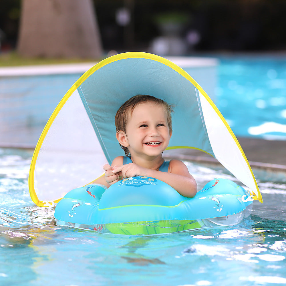 Inflatable Swimming Float With Sun Protection Canopy Inflatable Floating Ring Swimming Pool Accessories Circle Bathing Summer Float