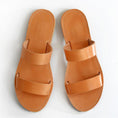 Load image into Gallery viewer, Mila Luxe Gold Double-Strap Slide Sandals | Elegant Summer Flat Sandals for Women
