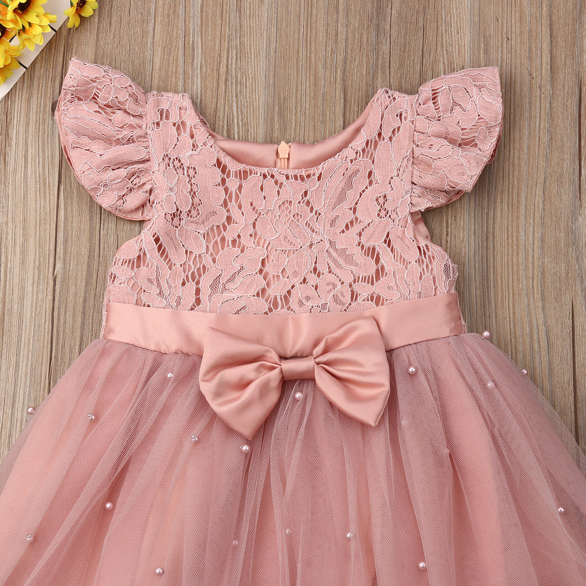 Brittany Lace and Pearls Princess Dress bow