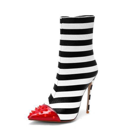 Azelie Studded Striped Ankle Boot | Bold Designer Heels