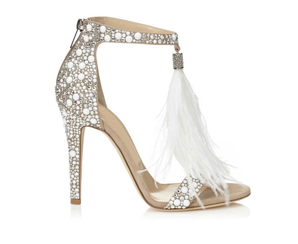 Pavina Rhinestone Bridal Feather Sandals