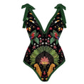 Load image into Gallery viewer, Victoria Vintage Print Deep V One Piece Swimsuit One-pieces Swimwear and or Sarong
