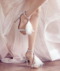 Load image into Gallery viewer, Pavina Rhinestone Bridal Feather Sandals
