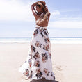 Load image into Gallery viewer, White Floral Halter High Slit Maxi Dress
