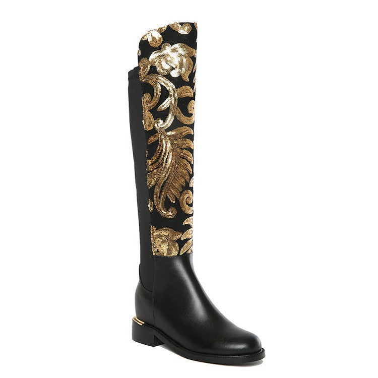 Azuraia Knight Cowhide Leather Boots