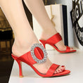 Load image into Gallery viewer, Lola Satin Diamond Buckle Sandals Heels
