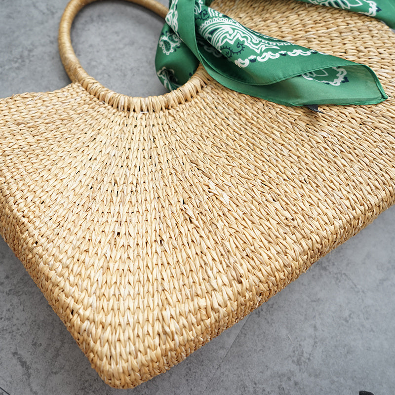 Woven Straw Summer Beach Tote Bag