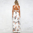 Load image into Gallery viewer, White Floral Halter High Slit Maxi Dress
