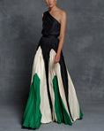 Load image into Gallery viewer, Maya One Shoulder Color Blocking Pleated Maxi Gown
