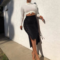 Load image into Gallery viewer, Tatihanna Faux Leather Pencil Bodycon Hi-Low Midi Skirt
