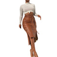 Load image into Gallery viewer, Tatihanna Faux Leather Pencil Bodycon Hi-Low Midi Skirt
