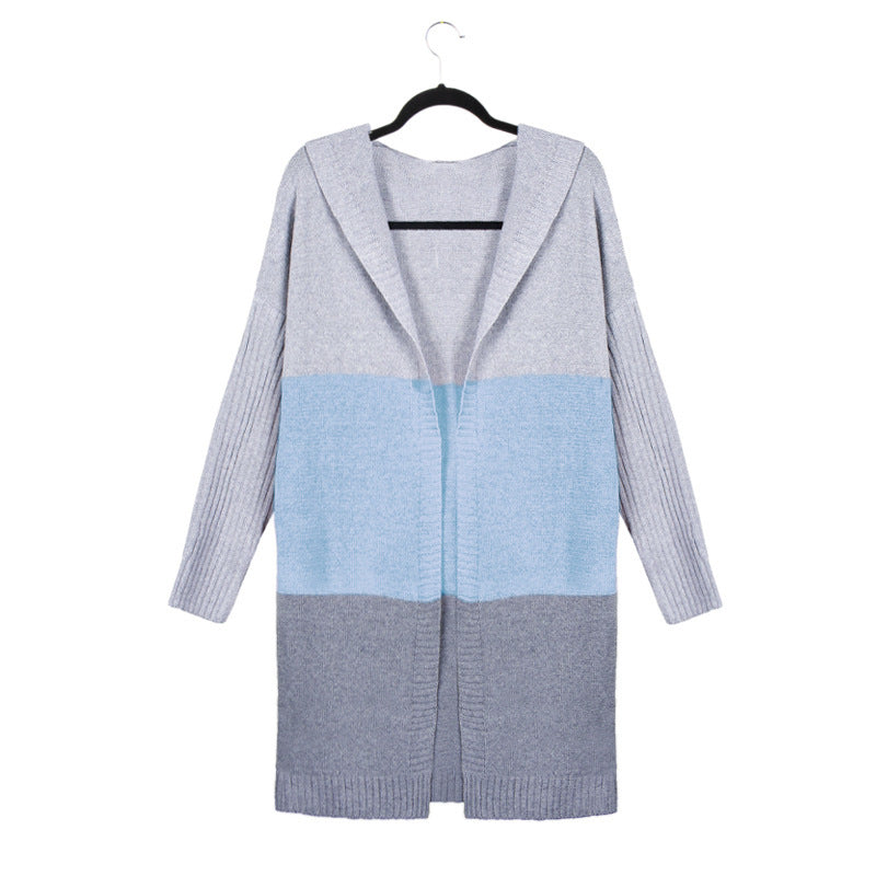 Ravynna Color Block Hooded Cardigan Knit Sweater