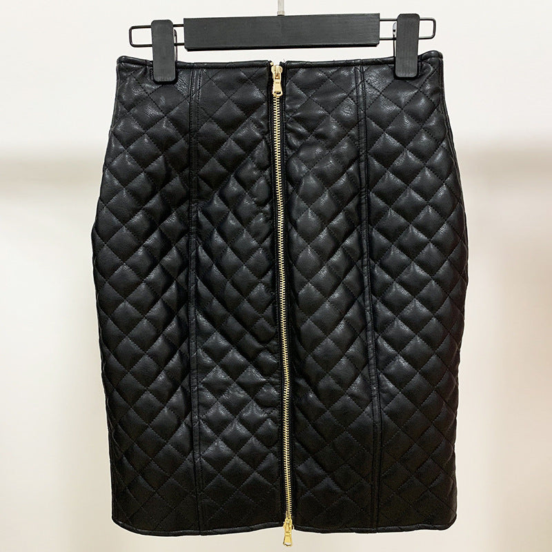 Demi Quilted Faux Leather High Waist Pencil Skirt