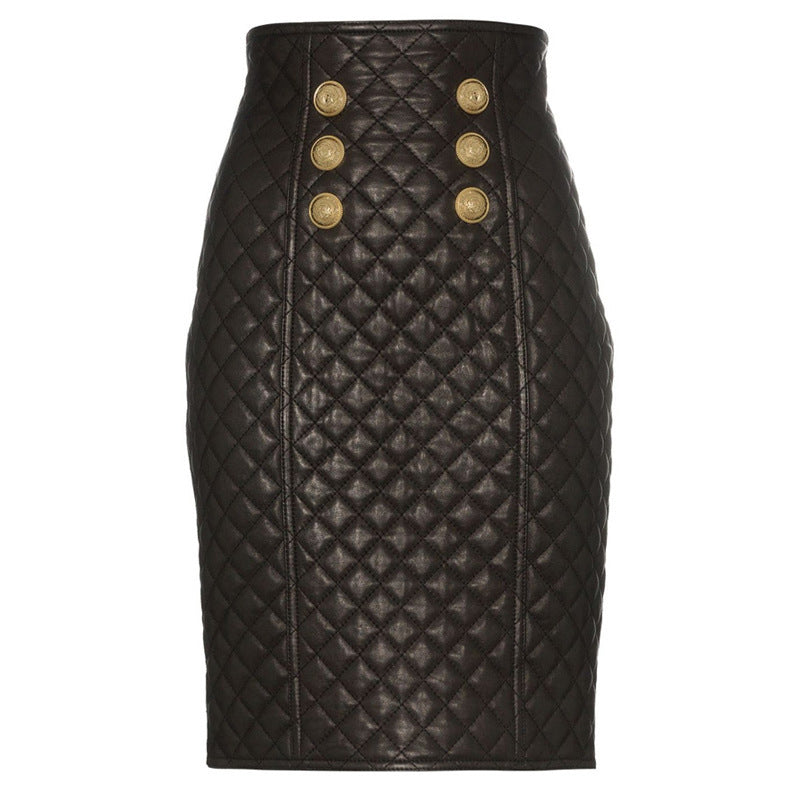 Demi Quilted Faux Leather High Waist Pencil Skirt