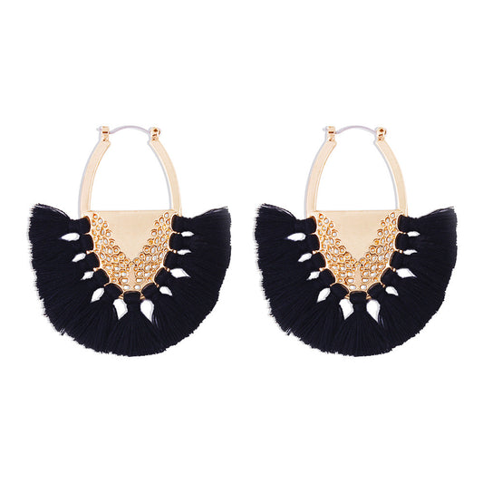 Cora Bohemian Shield Tassel Earrings