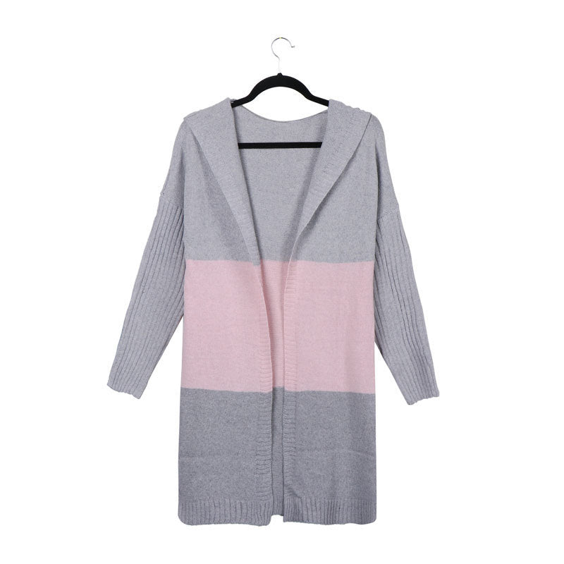 Ravynna Color Block Hooded Cardigan Knit Sweater