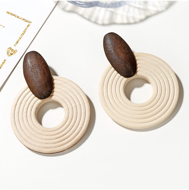 Zari Wooden Thread Round Stud Earrings