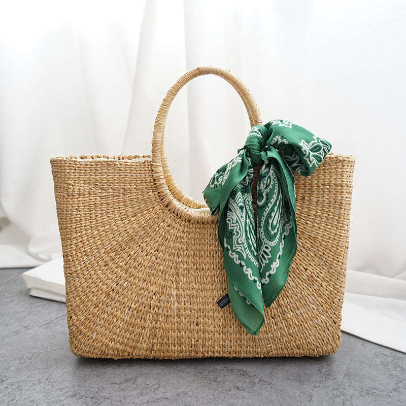 Woven Straw Summer Beach Tote Bag