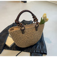 Load image into Gallery viewer, Ophelia Straw Woven Beach Vacation Handbag Large Capacity Casual Semicircle
