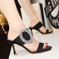 Load image into Gallery viewer, Lola Satin Diamond Buckle Sandals Heels
