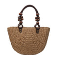 Load image into Gallery viewer, Ophelia Straw Woven Beach Vacation Handbag Large Capacity Casual Semicircle
