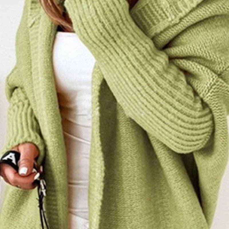 Long Sleeve Hooded Thick Casual Loose Cardigan Sweater