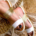 Load image into Gallery viewer, Aria Gold Strappy Flat Sandals for Women | Elegant Summer Slide Sandals
