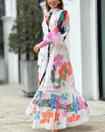 Load image into Gallery viewer, Calypso Spring-Summer Button down Floral Maxi Long sleeve Dress
