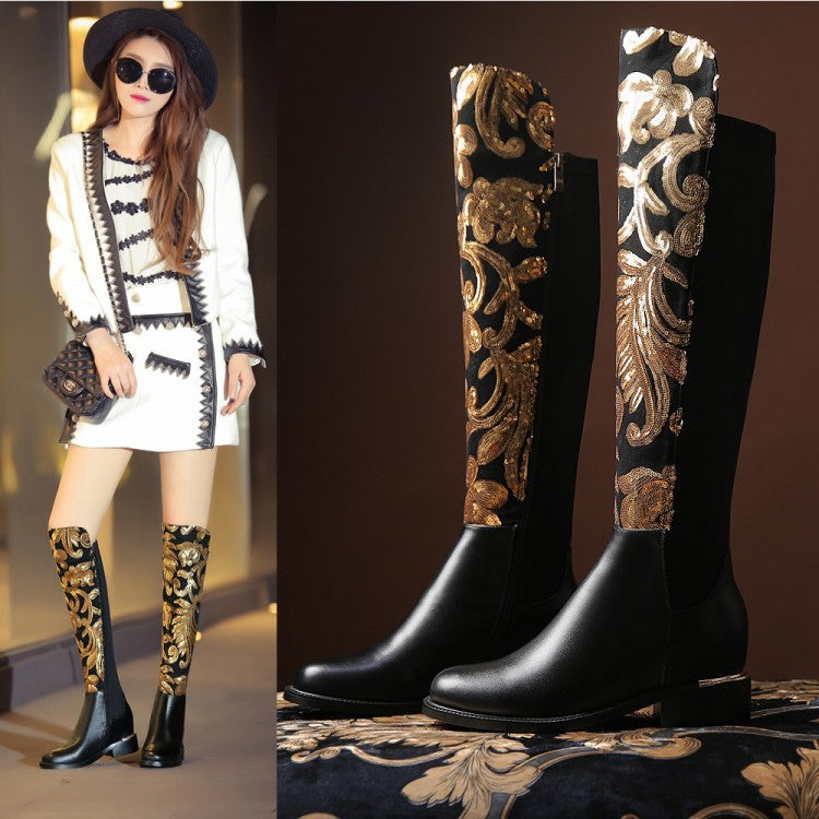 Azuraia Knight Cowhide Leather Boots