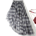 Load image into Gallery viewer, Rythmera Plaid Asymmetric Layered High Low Tulle Skirt
