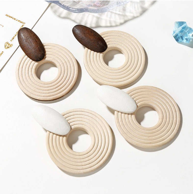 Zari Wooden Thread Round Stud Earrings