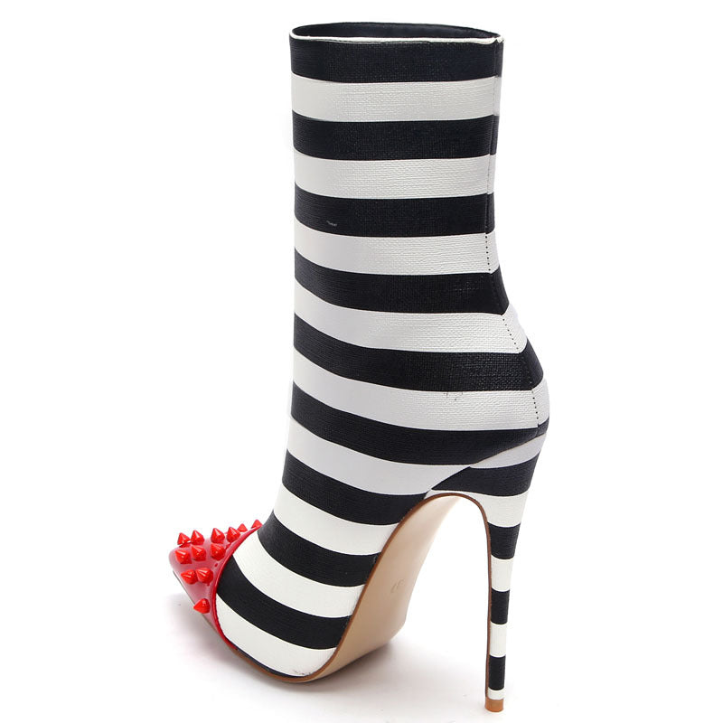 Azelie Studded Striped Ankle Boot | Bold Designer Heels