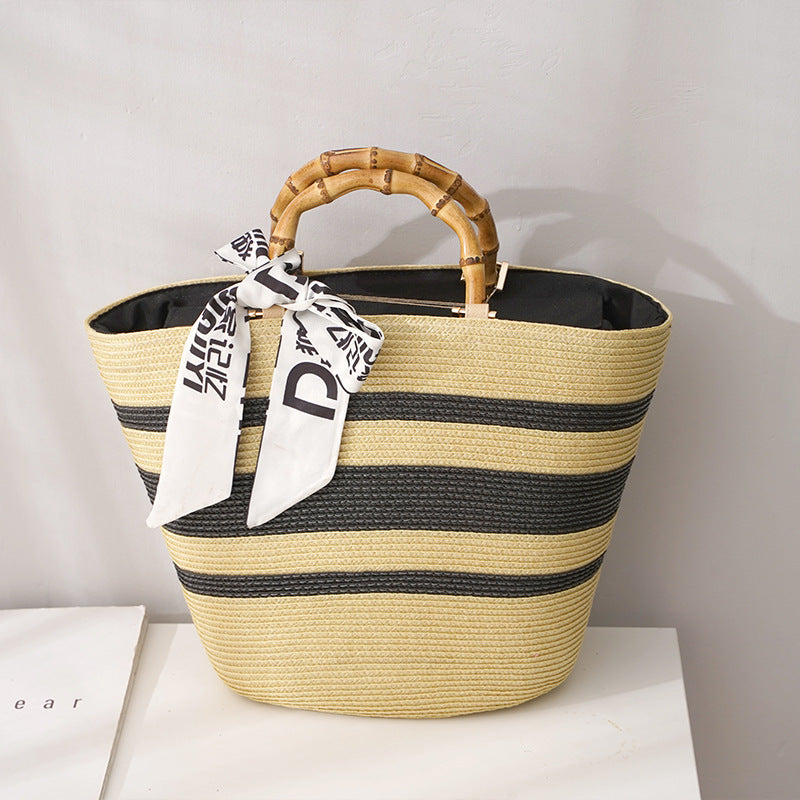 Faya Large Capacity Niche Straw Woven Beach Summer Handbag