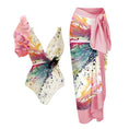 Load image into Gallery viewer, Bali One-shoulder Ruffled Dragonfly Printed One-piece Swimsuit and or Sarong Set
