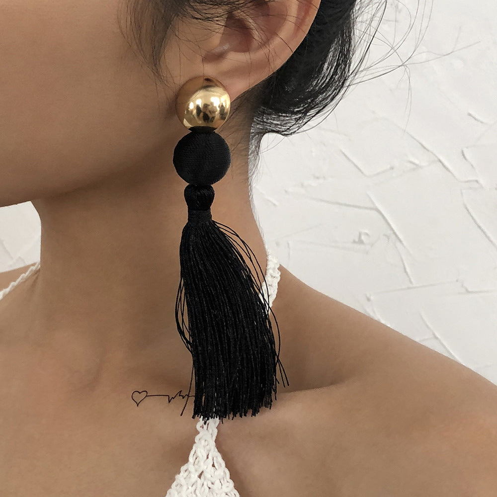 Cora Bohemian Shield Tassel Earrings