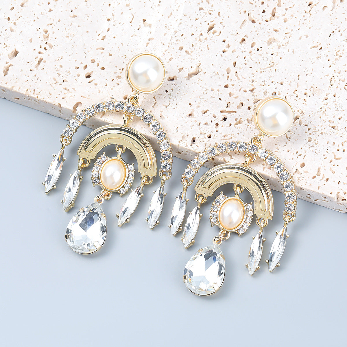 Leilani Women's Alloy Diamond And Pearl Chandelier Earrings