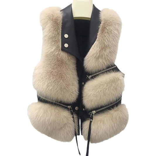 Lyxira Women's Fashion Faux Fur Vest Coat