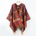 Load image into Gallery viewer, Velocita  Bohemian Western Ethnic Plaid Tassel Kimono Thermal Cape
