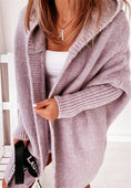 Load image into Gallery viewer, Melismae Oversized Solid Color Batwing Sleeve Open Style Hooded Sweater Knitted Cardigan
