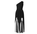 Load image into Gallery viewer, Maya One Shoulder Color Blocking Pleated Maxi Gown
