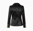 Load image into Gallery viewer, Alexus Black Faux Croc Leather Luxury Fitted Double Breasted Blazer
