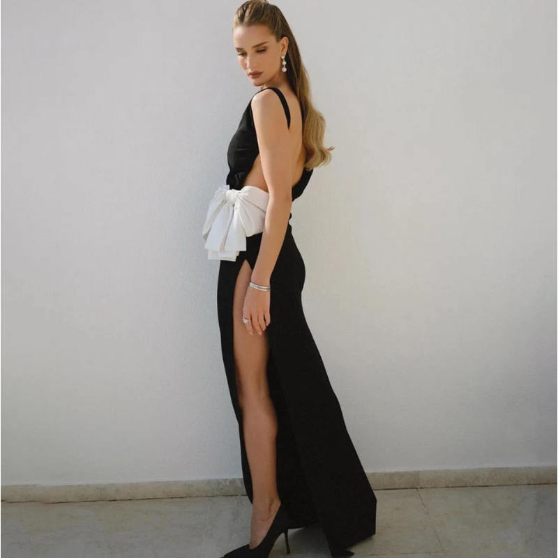 Allegraxa One Shoulder High Slit Bridal Gown with Bow