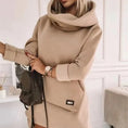 Load image into Gallery viewer, Asantewa Long Sleeve Hood Pocket Pullover Dress caramel
